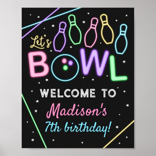 Poster Panneau de fête d'anniversaire de Glow Bowl Welcom (Devant)
