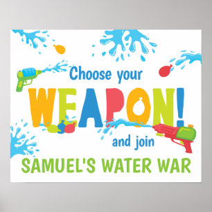 Poster Panneau de fête d'anniversaire de guerre de l'eau