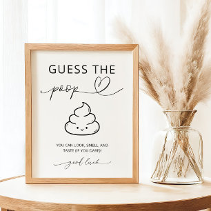 Poster Panneau de fête de baby shower minimaliste Devinez