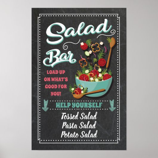 Poster Panneau de fête de bar à salades (Devant)