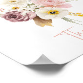 Poster Panneau de Fête de Bébé Fleurs de Printemps et d'A (Coin)