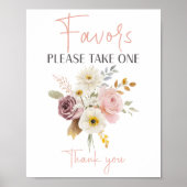 Poster Panneau de Fête de Bébé Fleurs de Printemps et d'A (Devant)