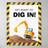 Poster Panneau de fête de camion de construction (Devant)