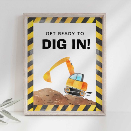Poster Panneau de fête de camion de construction