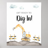 Poster Panneau de fête de camion de construction (Devant)