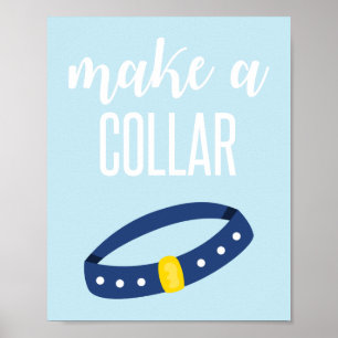 Poster Panneau de fête de chiot Réalisez un collier bleu