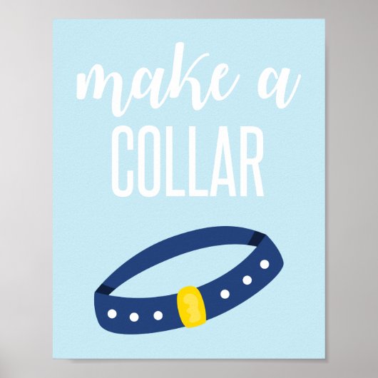 Poster Panneau de fête de chiot Réalisez un collier bleu (Devant)