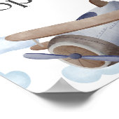 Poster Panneau de fête de dépôt de bagages d'avion bleu v (Coin)