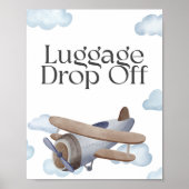 Poster Panneau de fête de dépôt de bagages d'avion bleu v (Devant)