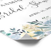 Poster Panneau de Fête de Fiançailles Floral Bleu Vanille (Coin)