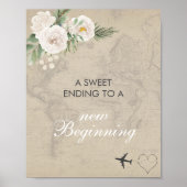 Poster Panneau de Fête de Fiançailles sur Carte Ancienne (Devant)