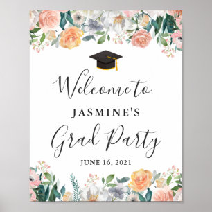 Poster Panneau de fête de fin d'études Roses de jardin