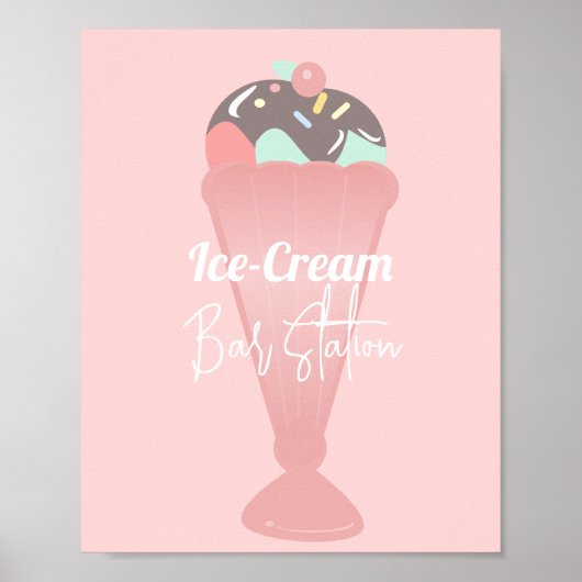 Poster Panneau de fête de glace Sundae (Devant)