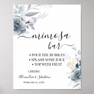 Poster Panneau de Fête de Mariage Fleurs Aquarelle Bar Mi