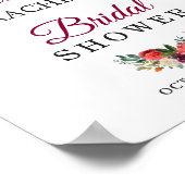 Poster Panneau de Fête de Mariage Floral Bourguignon Rust (Coin)