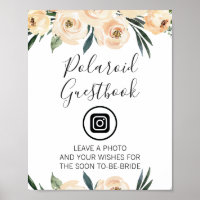 Panneau de Fête de Mariage Floral Crème Editable