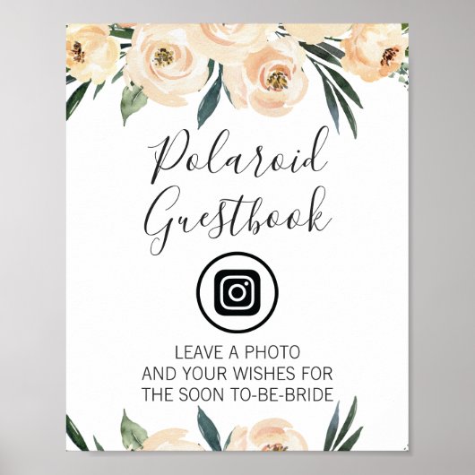 Poster Panneau de Fête de Mariage Floral Crème Editable (Devant)