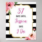 Poster Panneau de Fête de Mariage Floral Jusqu'à la Cérém (Devant)