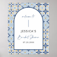 Panneau de Fête de Mariage Méditerranéen Bleu d'Am