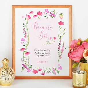 Poster Panneau de Fête de Mariage Mimosa Bar Fleur Sauvag