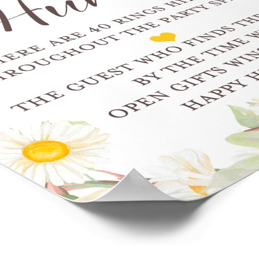 Poster Panneau de Fête de Mariage Thème Daisy de Printemp (Coin)