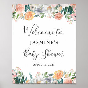 Poster Panneau de Fête de Naissance aux Roses de Jardin P