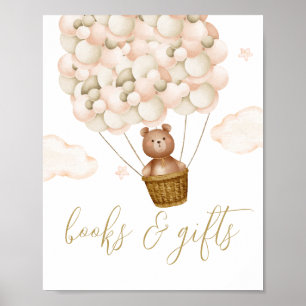 Poster Panneau de Fête de Naissance Ours en Peluche Livre