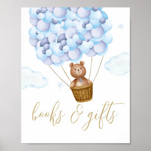 Poster Panneau de Fête de Naissance Ourson Livres et Cade
