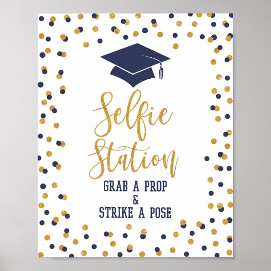 Poster Panneau de fête de remise de diplôme en Navy pour (Devant)