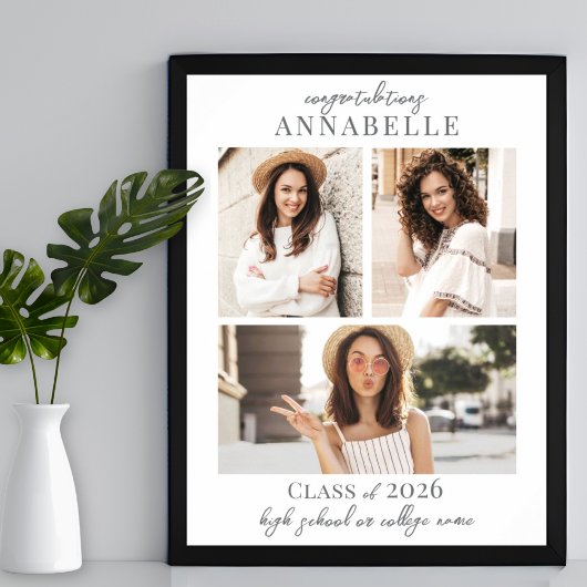 Poster Panneau de fête de remise de diplômes avec collage