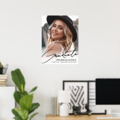 Poster Panneau de fête de remise de diplômes photo simple (Bureau à domicile)