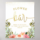 Poster Panneau de Fête des mariées à barres florales or (Devant)