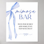 Poster Panneau de Fête des mariées Bleu Bow Mimosa Bar (Devant)