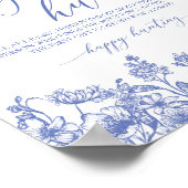 Poster Panneau de Fête des mariées Blue Floral Ring (Coin)