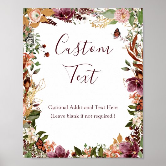 Poster Panneau de Fête des mariées botanique rustique Aut (Devant)