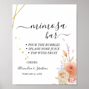 Poster Panneau de Fête des mariées Dahlia & Rose Mimosa B