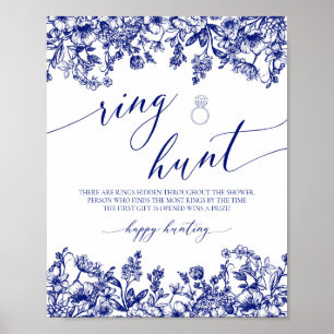 Poster Panneau de Fête des mariées de la Marine Blue Flor