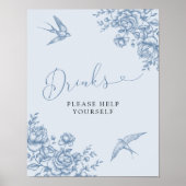 Poster Panneau de Fête des mariées Dusty Blue Chinoiserie (Devant)