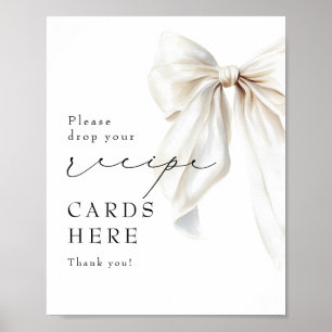 Poster Panneau de Fête des mariées Elégant Blanc Bow Cart