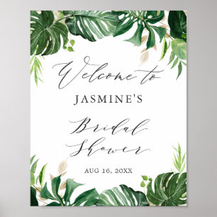 Poster Panneau de Fête des mariées Feuille de palme tropi