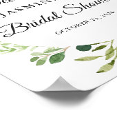 Poster Panneau de Fête des mariées Feuille verte moderne (Coin)