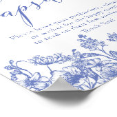 Poster Panneau de Fête des mariées Floral Bleu (Coin)