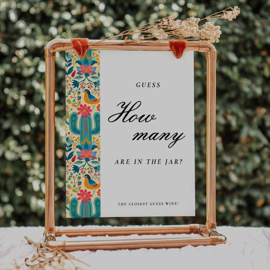 Poster Panneau de Fête des mariées Floral Mexicain Combie