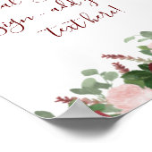 Poster Panneau de Fête des mariées florale rose Bourgogne (Coin)