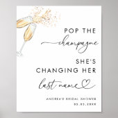 Poster Panneau de Fête des mariées Heart Script Pop the C (Devant)