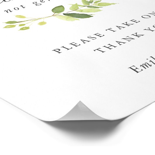 Poster Panneau de Fête des mariées Mariage vert (Coin)