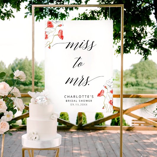 Poster Panneau de Fête des mariées Mlle À Mme Elegant Cal