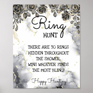 Poster Panneau de Fête des mariées Rose Noir Chasse Ring