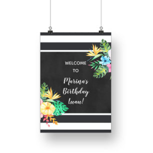 Poster Panneau de fête luau floral