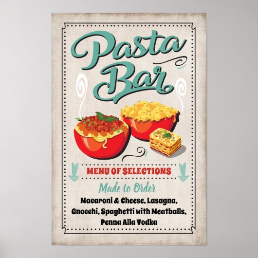 Poster Panneau de fête pour bar à pâtes (Devant)